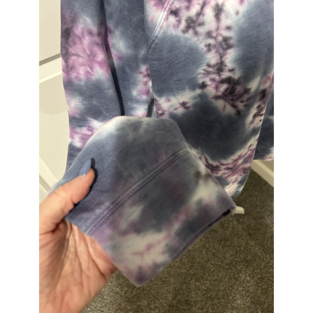 Urban Rebel Cropped Tie Dye Sweatshirt Sz L Oversized Blue Cotton Blend Trendy - Picture 6 of 14